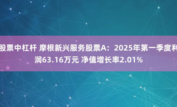股票中杠杆 摩根新兴服务股票A：2025年第一季度利润63.16万元 净值增长率2.01%