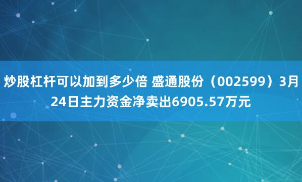 炒股杠杆可以加到多少倍 盛通股份（002599）3月24日主力资金净卖出6905.57万元