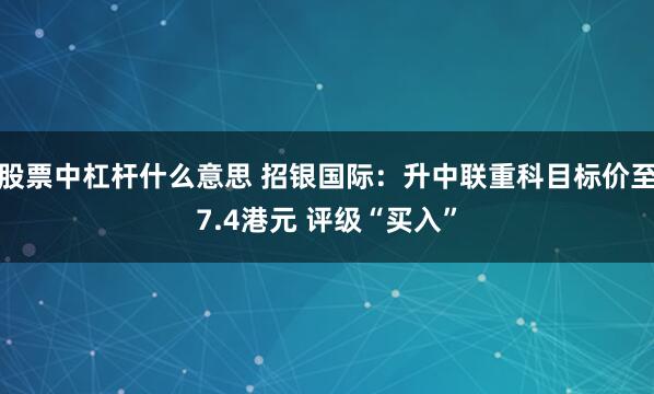 股票中杠杆什么意思 招银国际：升中联重科目标价至7.4港元 评级“买入”