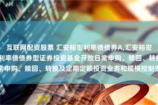 互联网配资股票 汇安裕宏利率债债券A,汇安裕宏利率债债券C: 汇安裕宏利率债债券型证券投资基金开放日常申购、赎回、转换及定期定额投资业务和规模控制安排的公告