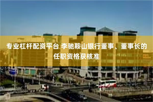 专业杠杆配资平台 李驰鞍山银行董事、董事长的任职资格获核准