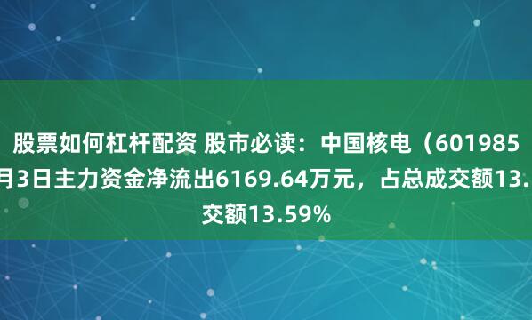 股票如何杠杆配资 股市必读：中国核电（601985）7月3日主力资金净流出6169.64万元，占总成交额13.59%